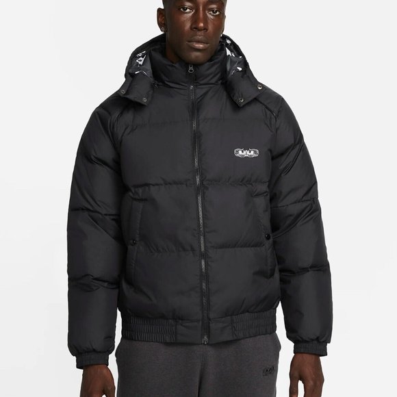 Nike LeBron Men's Down Fill Hooded Basketball Jacket Black XLarge DQ6140-010 NEW - Picture 1 of 7